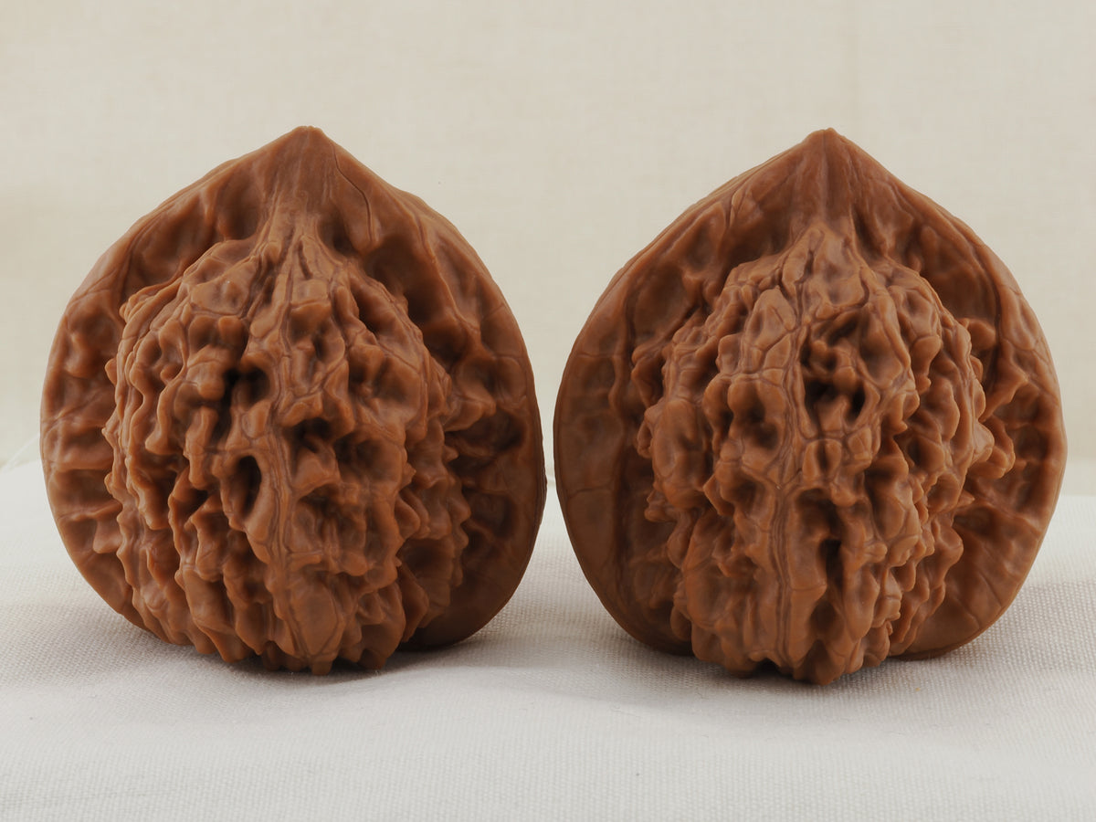 Official’s Hat walnut pair, 45 mm — WW-00007, hero view.