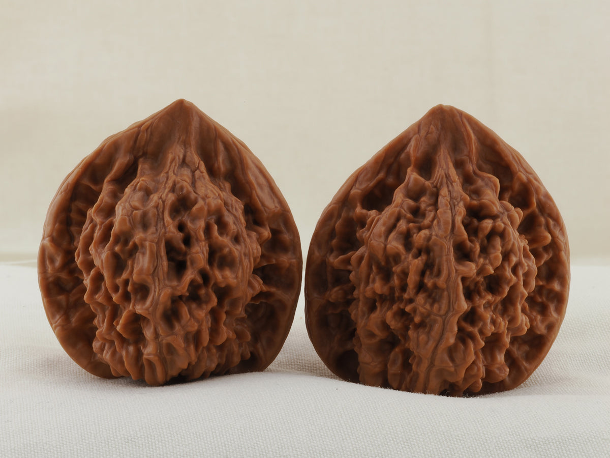 Official’s Hat walnut pair, 40 mm — WW-00008, hero view.