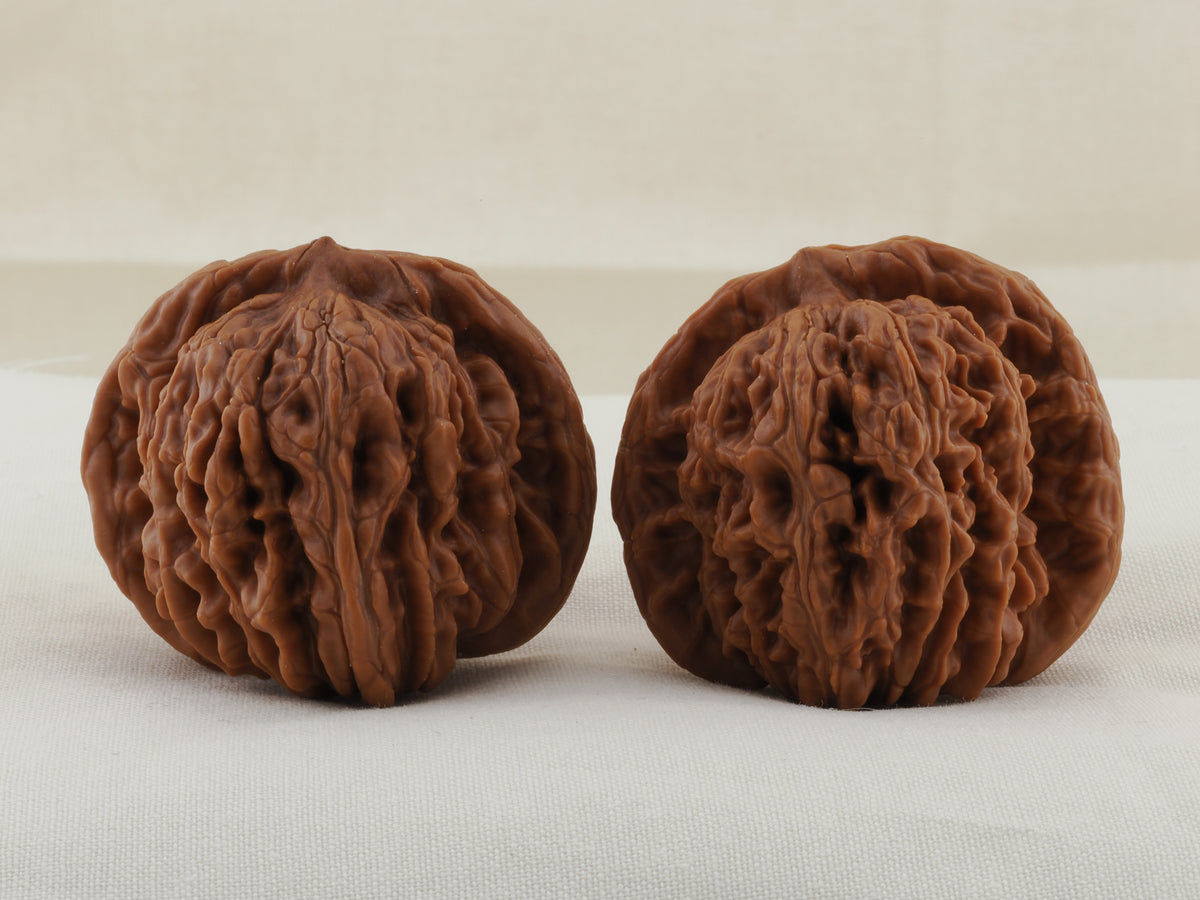 Four Towers walnut pair, 42 mm — WW-00013, hero view.
