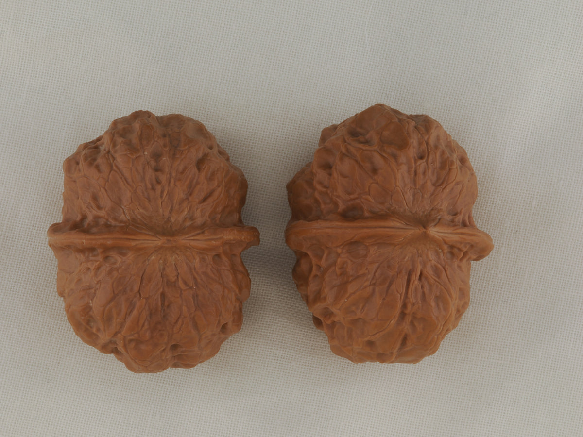 Iron Golden Toad walnut pair, 39 mm — WW-00032, hero view.