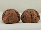 Toad Head Dragon Toad Carved Walnut Pair — 44.0 mm (Long Chan Ha Ma Tou) — Natural underside view — WW-00048