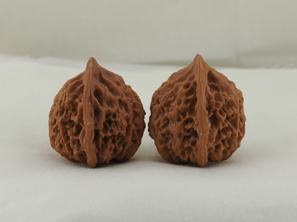 Lantern walnut pair (Deng Lou) — WW-00057, side view